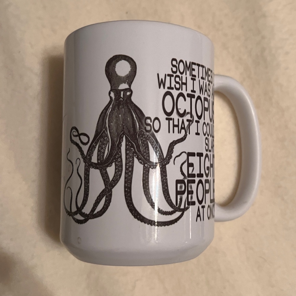 NWOT Large Funny octopus mug